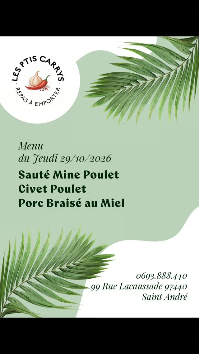 Menu du mercredi 28 octobre - Les Ptis Carrys
